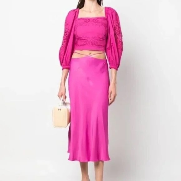 Farm Rio Lenzig Midi Skirt with beaded tie tassels - Picture 1 of 7